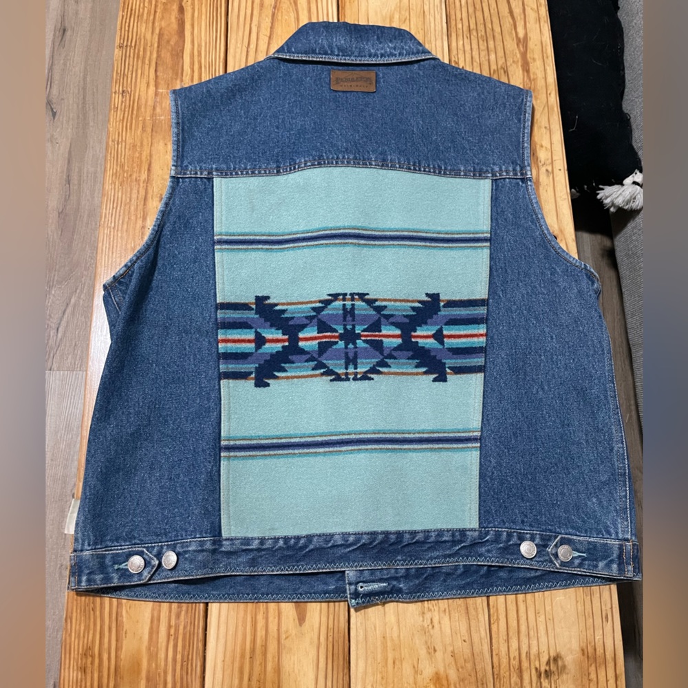 Women’s Pendleton Denim Vest with Wool Panel on Back